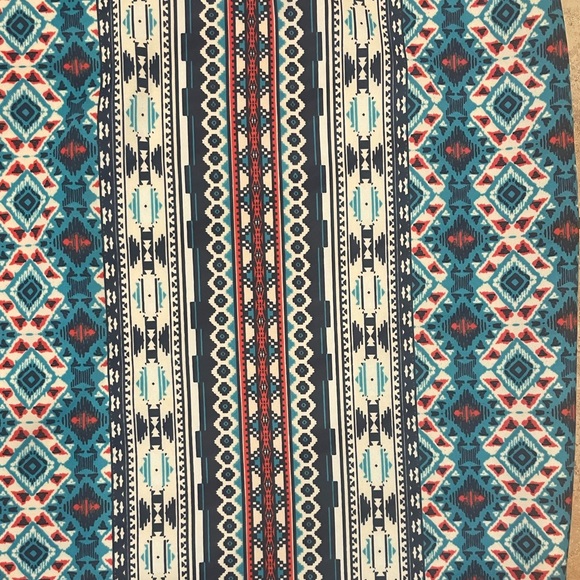 By & By Navy, Red, Teal Aztec Pencil Skirt Small. - Picture 3 of 3